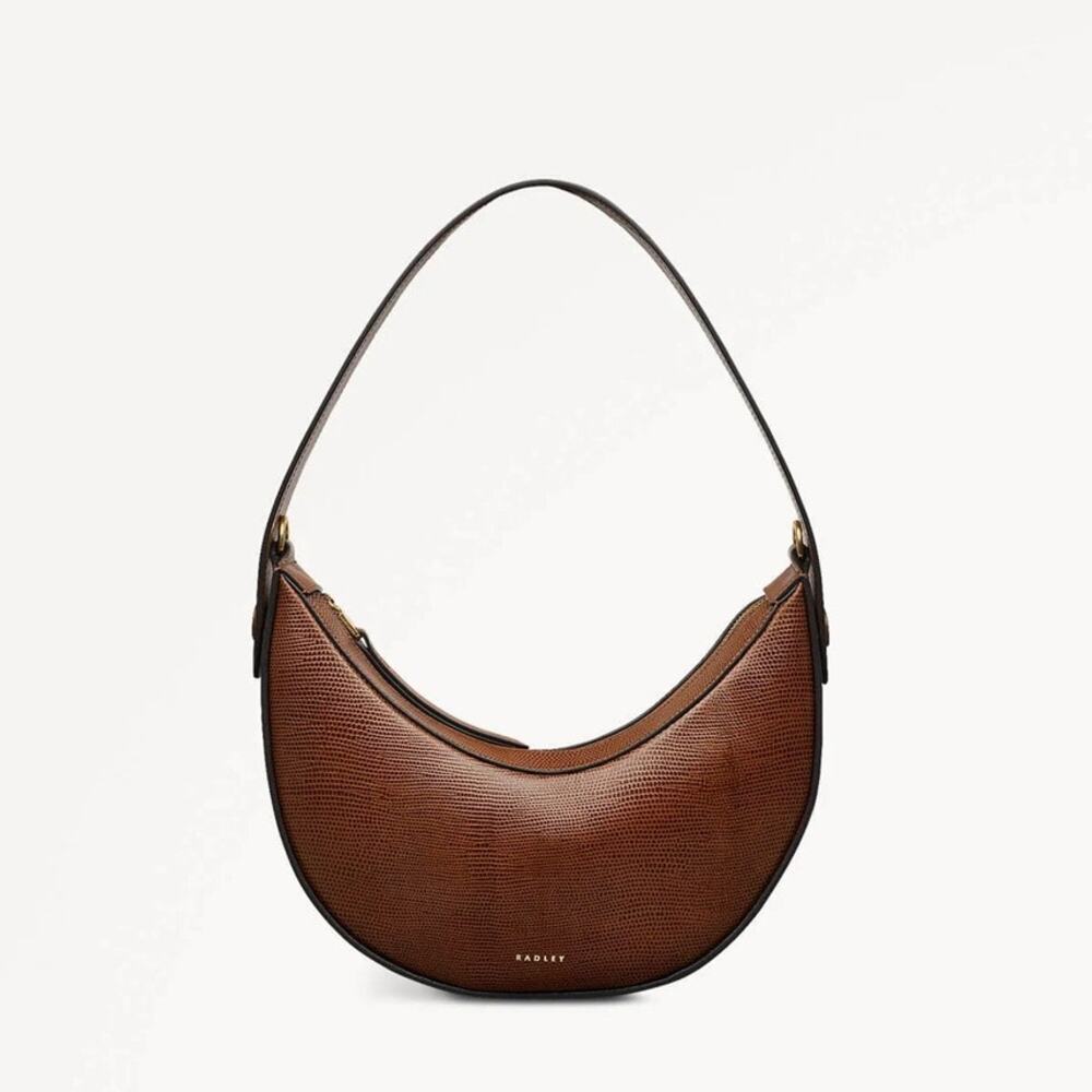 Radley London The Kensal Faux Lizard Small Ziptop Shoulder Bag In Medium Brown